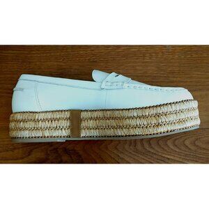 CECELIA NEW YORK Gretta Leather Loafer Off-White Jute Platform - 8M